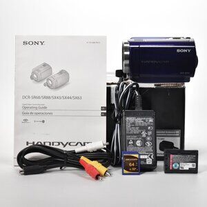 Sony DCR-SR68 Handycam Camcorder 80GB HDD 60x Optical Zoom 64GB SD Card MINT